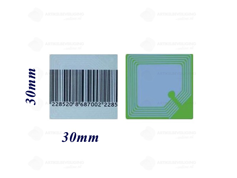 3x3 Labels RF 8,2 MHz Barcode per rol van 1000 stuks