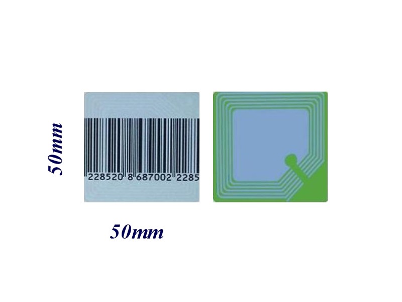 5x5 Labels RF 8,2 MHz Barcode per rol van 1000 stuks